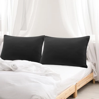2 Pcs King 1800 Series Soft Brushed Microfiber With Zipper Pillow Case Black - PiccoCasa - Image 2