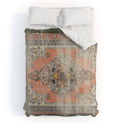Deny Design Little Arrow Design Co Turkish Floral Orange Olive Duvet Cover Set Green - Image 4