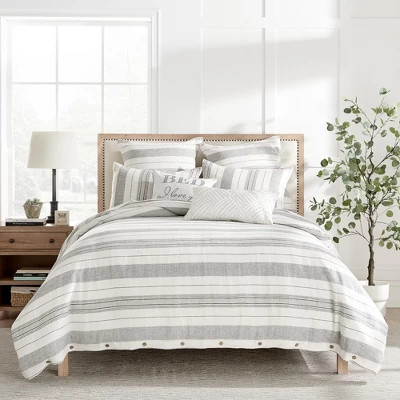 Monroe Stripe Grey Duvet Set - Levtex Home - Image 6