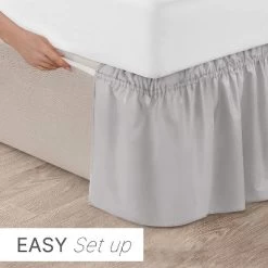 Ruffled Elastic Wrap Around Bedskirt 12 Inch Drop - CGK Linens