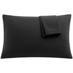 2 Pcs King 1800 Series Soft Brushed Microfiber With Zipper Pillow Case Black - PiccoCasa