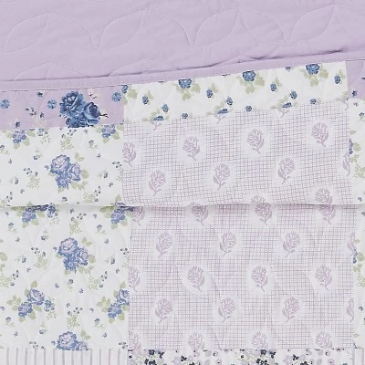 Elissa Patchwork Quilt Set Purple/White - Cannon - Image 3