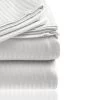 Embossed 1800 Series Wrinkle Resistant Stripe All Season Bed Sheet Set White By Plazatex