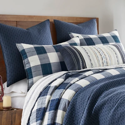 Cross Stitch Navy Euro Sham Set Of 2