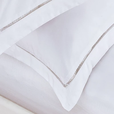 Standard 2pk Hemstitch Pillow Sham White - Luxury Hotel - Image 3
