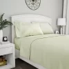 Hastings Home Queen Size Brushed Microfiber 4 Piece Embossed Checkered Bed Sheet And Linen Set With Stain Resistant Fitted And Flat Sheets - Sage