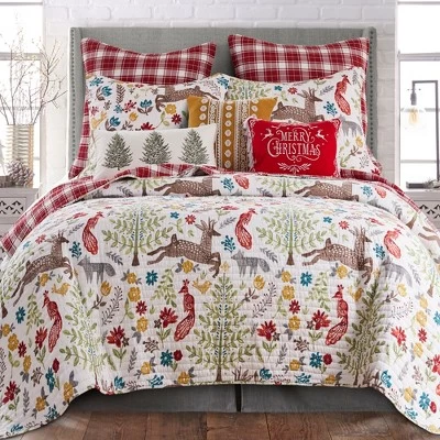 Folk Deer Holiday Euro Sham Set Of 2 Red - Levtex Home - Image 2