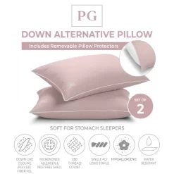 Soft Density Side/Back Sleeper, Down Alternative Pillow With MicronOne Technology, And Removable Pillow Protector - 2 Pack