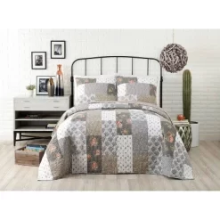 Floribunda Quilt Sham Gray/Pink - Jessica Simpson