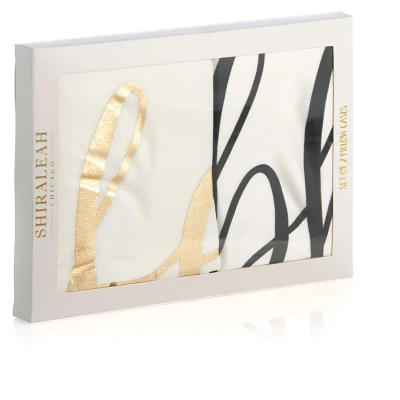 Set Of 2 Standard Pillowcases " Hubby/Wifey" - White - Shiraleah - Image 2