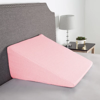 Hastings Home Extra High Memory Foam Wedge Pillow With Antibacterial And Mildew Proof Rayon Fiber Cover - Pink - Image 3
