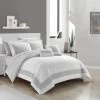 Chic Home Gibson Comforter Set Striped Hotel Collection Design Bed In A Bag Bedding - 9 Piece - Grey