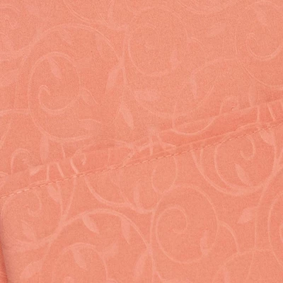 Vine Print 90GSM Brushed Microfiber Soft Wrinkle Free Sheet Set Orange By Plazatex - Image 2