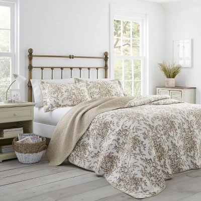 Bedford Reversible Quilt Set Mocha - Laura Ashley - Image 2