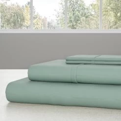 Hastings Home Brushed Microfiber Queen Sheet Set - Fitted And Flat Sheets, Pillowcases - 4-Piece, Sage Green