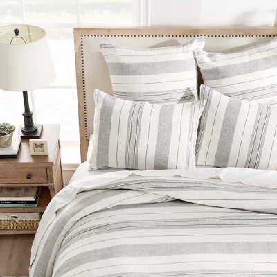 Monroe Stripe Grey Duvet Set - Levtex Home - Image 2