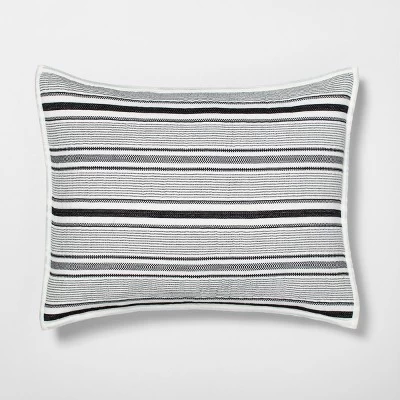 Textured Stripe Pillow Sham Dark Gray/Cream - Hearth & Hand With Magnolia - Image 4