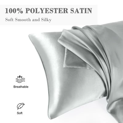 PiccoCasa 85GSM Satin Luxury Silky Envelope Closure Pillowcases 2 Pcs - Image 5