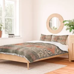 Deny Design Little Arrow Design Co Turkish Floral Orange Olive Duvet Cover Set Green