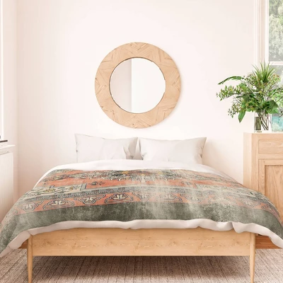 Deny Design Little Arrow Design Co Turkish Floral Orange Olive Duvet Cover Set Green - Image 2