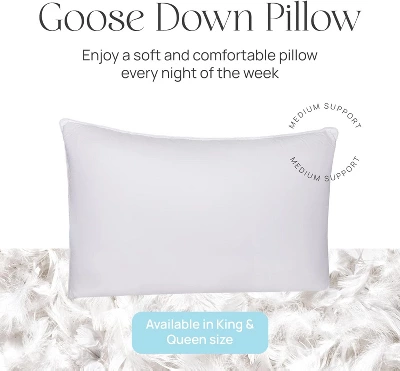 East Coast Bedding Down Pillow - White Goose Down & Feather (Standard)