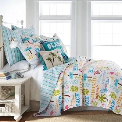 Beach Days Quilt Set White/Green/Blue - Homthreads - Image 5