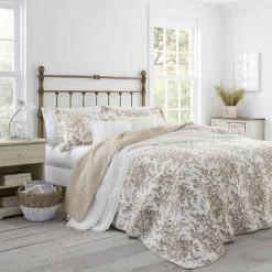 Bedford Reversible Quilt Set Mocha - Laura Ashley