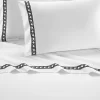 Aria 1500 Thread Count Cotton Sheet Set White With Black Stripe Embroidery By Chic Home