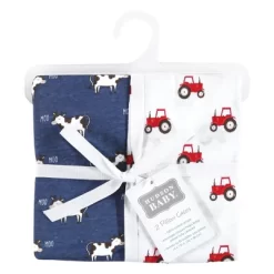 Hudson Baby Infant Boy And Toddler Cotton Toddler Pillow Case, Tractor And Cow, One Size