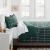Grid Print Microfiber Reversible Comforter & Sheet Set Dark Green - Room Essentials™