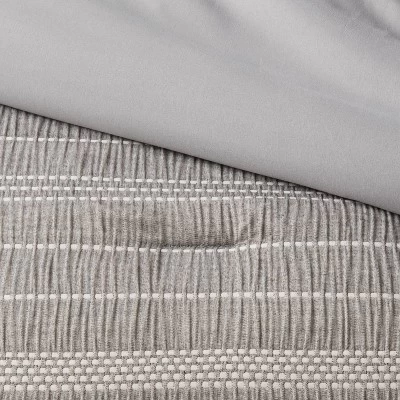 12pc Chambray Matelasse Stripe Comforter & Sheet Bedding Set Gray - Threshold™ - Image 3