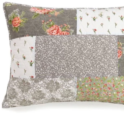 Floribunda Quilt Sham Gray/Pink - Jessica Simpson - Image 2