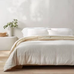 Heavyweight Linen Blend Stripe Comforter & Sham Set - Casalunaâ„¢